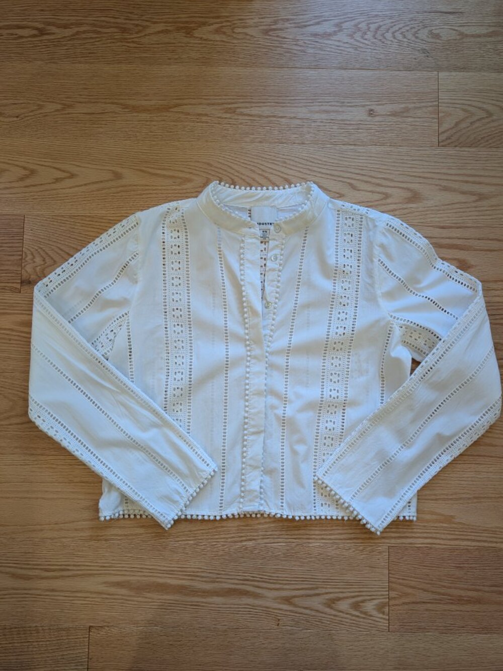 Industry Republic Mandarin Collar Eyelet Embroidered Blouse - Picture 3 of 4
